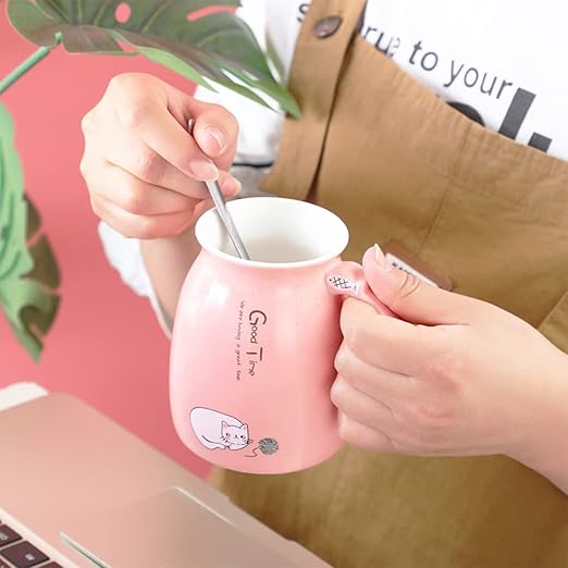 Spooky Creative Starry Sky Ceramic Mug – Cute 3D Cat Design with Lid & Spoon, Perfect for Office, Breakfast, & Gifts – Available in Blue – 420ml - Image 4