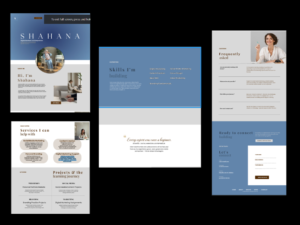 Figma wireframe showing the layout and design of a digital marketing portfolio website.